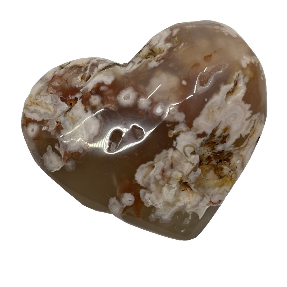 Pink‎ Flower Agate Quartz Crystal Heart Gemstone Love Specimen Healing 191G